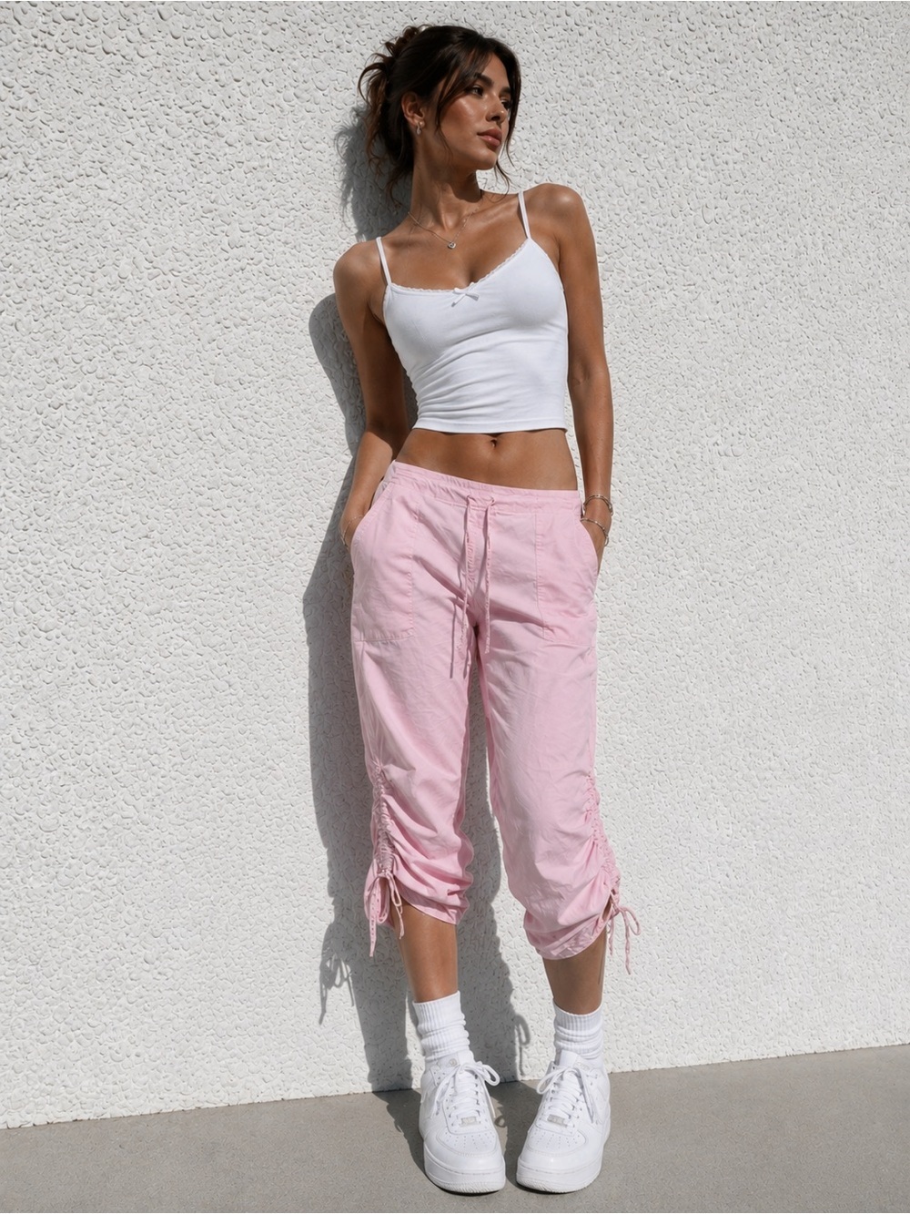 Garage Pink Ruched Capri Pants Y2K Coquette Fairycore Cargo Medium